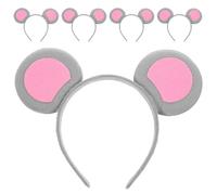 IDEANATEGRATE Lot de 5 serre-têtes oreilles de souris : accessoires de cosplay animaux mignons - bandeau gris doux pour filles - serre-tête amusant pour les fêtes et les déguisements - oreilles de