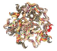IDEANATEGRATE Lot de 50 Boutons à Coudre en Bois Forme Moustache Décoratifs 2 Trous pour Scrapbooking et Couture Accessoires Artisanaux Couleur Aléatoire