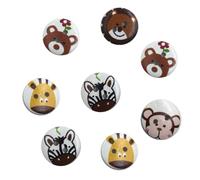 IDEANATEGRATE Lot de 50 Boutons Ronds en Bois 20 Mm à Imprimé Animal pour Couture et Tricot Décoration Unique Couleur Aléatoire