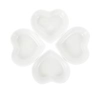 IDEANATEGRATE Lot de 6 Plats à Sauce en Céramique Blanc de Cœur Style Japonerie pour Moutarde et Sauce Chili, Décoration de Table pour Différentes Occasions Réutilisable