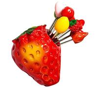 IDEANATEGRATE Lot de Fourchettes à Fruits avec Support Plusieurs styles Mini Taille Robuste en Résine et Métal pour Coupes de Fruits et Desserts Gourmands Plusieurs styles