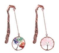 IDEANATEGRATE Marque-page Léger et Fin Vintage en Cuivre avec Pendentif en Naturel Lot de 2 pour Lecture et Bureau