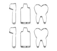IDEANATEGRATE Moule à Biscuits Antiadhésif en Acier Inoxydable 6pcs Forme Brosse à Dents et Dent Pâte Dentifrice, Facile à Nettoyer pour Pâtisserie et Boutique Professionnelle