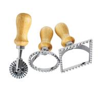 IDEANATEGRATE Moule à Raviolis en Alliage de Zinc 3 Pièces Forme Ronde et Carrée, Coupe-pâte Facile, Évite Fuites de Garniture, Ustensile de Cuisson Pâtisserie