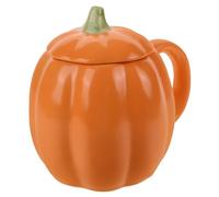 IDEANATEGRATE Mug Citrouille en Céramique Tasse à Lait Décorative Maison 400ml avec Couvercle Design Original et Pratique pour Dessert Shop ou Café