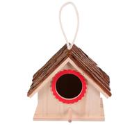 IDEANATEGRATE Nichoir à Oiseaux Nid D'oiseau Artisanal en Bois Marron Suspendu Simple et Résistant Forme de Maison Décoration pour Bureau ou Maison