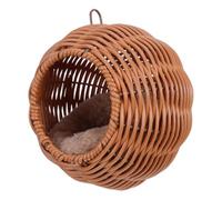 IDEANATEGRATE Nid Suspendu en Plastique Tressé Style Rotin pour Petits Oiseaux comme Mandarins et Planeurs, Favorisant la Circulation d'air Saine la Cage à Oiseaux