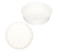 IDEANATEGRATE Panier Vapeur Panier Vapeur Empilable Rond Plastique Blanc 2 Pièces pour Cuiseur à Riz Léger et Réutilisable pour Pommes de Terre et Riz
