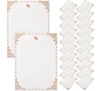 IDEANATEGRATE Papier à Écrire Vintage Blanc A4 pour Rédiger Lettres et Poèmes, 50 Feuilles en Papier Kraft Rétro Motifs Très Vintage, pour Partager des Sentiments