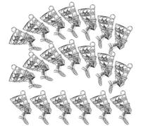 IDEANATEGRATE Pendentif Charme Égyptien Vintage 20 Pièces en Alliage de Zinc Argenté Chic Image Mystérieuse Reine Antique Breloque Unique Chaîne de Taille pour Création DIY