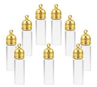 IDEANATEGRATE Petites Bouteilles à Souhaits Bouchon Acrylique Doré en Verre Transparent 10pcs Flacons 35x11mm pour Collection D’objets