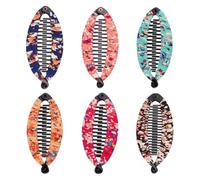 IDEANATEGRATE Pinces à Cheveux Maintien sans Plis en Plastique 6 Pièces Forme Poisson Motif Floral, Clips pour Queue de Cheval Usage Salon et Maison pour Femmes et Filles
