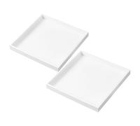 IDEANATEGRATE Plateau en Bois Blanc 2 Pièces Multifonctionnel, Solution de Rangement Élégante et Plateau de Service Moderne pour Thé, Fruits et Desserts la Maison