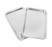 IDEANATEGRATE Plateaux Plats Bords Surélevés en Acier Inoxydable Argenté Lot de 2 Anti-glisse, Design Élégant pour Matériel de Tatouage pour Usage Personnel ou Professionnel