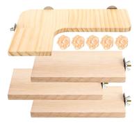 IDEANATEGRATE Plateforme en Bois Beige pour Hamster et Oiseaux, Support de Saut Droit Facile à Nettoyer, Accessoire pour Cage, Kit Complet de 10 Pièces pour Jeux et Équilibre