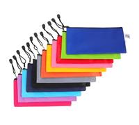 IDEANATEGRATE Pochettes à Documents A6 Couleur Aléatoire Lot de 12 en Tissu Oxford Fermeture Éclair, Paquet de Rangement Portable et Solide pour Bureau et Voyage