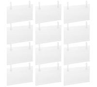 IDEANATEGRATE Porte-étiquettes 50pcs avec Double Oreilles et Boutons en Plastique Transparent pour Panière en Pvc et Acrylique, pour Supermarché et Grands Magasins