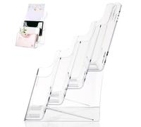 IDEANATEGRATE Porte-littérature Acrylique de Bureau à 4 Niveaux Transparent, Organiseur de Documents en Plastique Design Moderne pour Bibliothèque de Table
