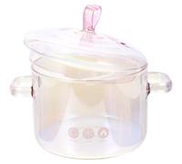 IDEANATEGRATE Pot à Ramen en Verre Borosilicate 1400ml Double Poignée, Compatible Chauffage Direct et Plaque Électrique, pour Camping et Randonnée