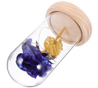 IDEANATEGRATE Rose Éternelle sous Cloche en Verre avec Lumière LED Décorative à Faible Consommation pour Décoration Maison et Bureau Élégante en Bois et Plastique