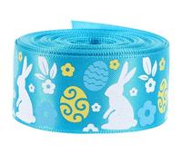 IDEANATEGRATE Ruban de Pâques Motifs Lapin et Œufs en Polyester 1 Rouleau Délicat et Festif pour Emballage Cadeau pour Décoration de Boîte et Paquet à Bonbons