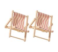 IDEANATEGRATE Support de Téléphone Chaise de Plage 2pcs Pliable en Bois Miniature Portable Léger pour Décoration de Bureau et Voyage
