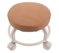 IDEANATEGRATE Tabouret de Beauté à roulettes Rond en PU Marron, Siège Pivotant 360°, Mobilité Aisée et Résistant à l'usure Quotidienne, pour Salon et Salon à Domicile