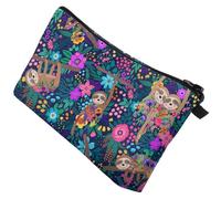 IDEANATEGRATE Trousse de Maquillage Portable Décorative pour Femmes, Trousse de Toilette de Voyage Taille Moyenne Fermeture Éclair, Motif Numérisé Arbre Paresseux, Paquet de Rangement Pratique