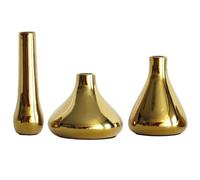IDEANATEGRATE Vase Céramique Doré Petit Format pour Décoration de Table et Bureau Support Multi-usages pour Fleurs Séchées Succulentes et Plantes Décoratives Ornement Intérieur Élégant
