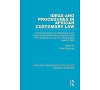 Ideas And Procedures In African Customary Law