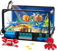 Ideas Aquarium Fish Tank Jouet de construction avec lumière LED - Compatible avec Lego - Blocs de construction pour aquarium - Décoration avec animaux marins - Cadeau pour adultes et garçons et filles