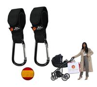 IDEAS QUE NO VEAS IMAGINA Ideas que no voas® Résistance 15 kg Crochets pour poussettes de bébé avec mousqueton (lot de 2) | Accessoires de poussette pour bébé | Ajustement universel, antidérapant, lég