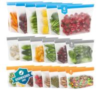 IDEATECH Sacs Congélation Réutilisables Zip sans BPA Silicone Alimentaire | 20 Pièces Grande Capacité Lot De Sacs Congélation Réutilisables Pour Repas Et Rangement Au Congélateur, Épais Et Solide