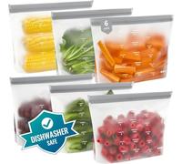 IDEATECH Sacs Congélation Réutilisables Zip sans BPA Silicone Alimentaire | 6 Pièces Grands Formats: Sac Congélation Zip Extra Large, Épais Et Solide, Grande Capacité Pour Viande Et Pain Au Congélateur