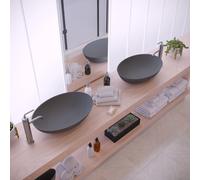 Ideavit Solidthin Lavabo - autoportant - 60x40x14.5cm - ovale - solid surface - gris foncé 290030