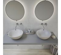 Ideavit Solidthin vasque à poser - 39x39x14.5cm - Solid surface - Ronde - Gris mat 280181 PE-WH