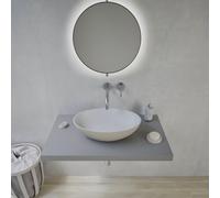 Ideavit Solidthin vasque à poser - 50x33x14.5cm - Solid surface - Ovale - Gris mat 290248 PE-WH