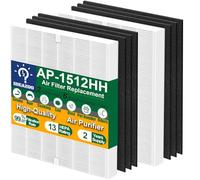 iDeaZoo AP-1512HH Lot de filtres de rechange pour purificateur d'air Coway Airmega AP-1512HH et purificateur d'air Airmega 200M, 2 filtres HEPA et 6 filtres à charbon, par rapport à la pièce #3304899