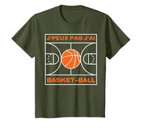 Idée Cadeau Anniversaire Basketball J'Peux Pas J'Ai Basket T-Shirt, Enfant, Olive, 2 Ans