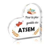 Idee Cadeau Atsem D'école Fin D'année,Merci Atsem Cadeau Maîtresse Fin D'année,Cadeaux Maitresse Prof pour Institutrice Départ Retraite Maîtresse Original Noel Anniversaire,Décorations en Acrylique