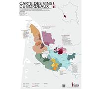 IDEE CADEAU : Carte Imprimée des Vins de Bordeaux (Format Standard 50x70cm) | Affiche Murale | Poster