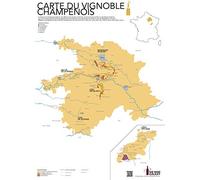 IDEE CADEAU : Carte imprimée du vignoble de Champagne (Format Standard 50x70cm) | Affiche Murale sur le vin de Champagne | Poster avec Carte des vins de Champagne