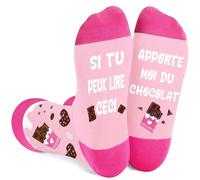 Idee Cadeau Femme Anniversaire Noel Original Utile, Chaussettes Rigolotes Femme 39 42 Fantaisie Coton, Chaussettes Humour SI TU PEUX LIRE CECI APPORTE MOI DU CHOCOLAT Cadeau Saint Valentin pour Elle