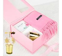 Idee Cadeau Femme Bougies Parfumées Coffret Cadeau, Bougie Parfumée avec Bougeoir Rotatif et Echarpe Femme Cachemire Rose, Cadeau Noel Anniversaire Saint Valentin pour Femmes Maman Meilleure Amie