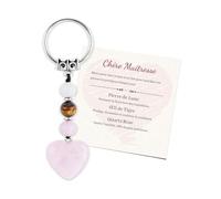 Idee Cadeau Femme Porte Clef Coeur Quartz Rose Bijoux de Sac Accessoires | Cadeau Anniversaire Noël Saint-Valentin Fête des Mères pour Maman Fille Futur Maman Belle-mère Tata Marraine Mamie Maîtresse