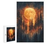 Idée Cadeau Festive - Moonlit Forest Night Scene, Casse-tête pour Adultes, 1000 PCS, pour Jouer Seul Ou À Plusieurs