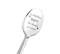 Idee Cadeau Grand pere Cadeau Papy Noel, Cuillere a Cafe en Acier Inox, Cadeau Fete des Grands Peres Cadeau Papy Personnalisé Cadeau Fete des Papy Cadeau Retraite Homme Cadeau Anniversaire Halloween