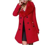 Idee Cadeau Manteau Femme en Laine Long Hiver Chaud Chic Mi-Long Trench Veste d'hiver pour Femme élégante à Revers Manteau en Laine Longueur Moyenne Veste Mi-Saison Couleur Unie Manteau Coupe-Vent