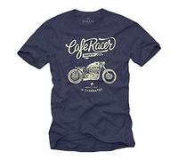 Idée Cadeau Moto - Vintage Cafe Racer Chris Davidsons - T-Shirt Motard Homme Bleu S