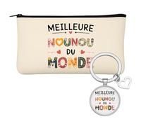 Idée Cadeau Original Pochette Meilleure Nounou du Monde/Noël/Vacances/Fin de Contrat/Trousse Maquillage Personnalisée